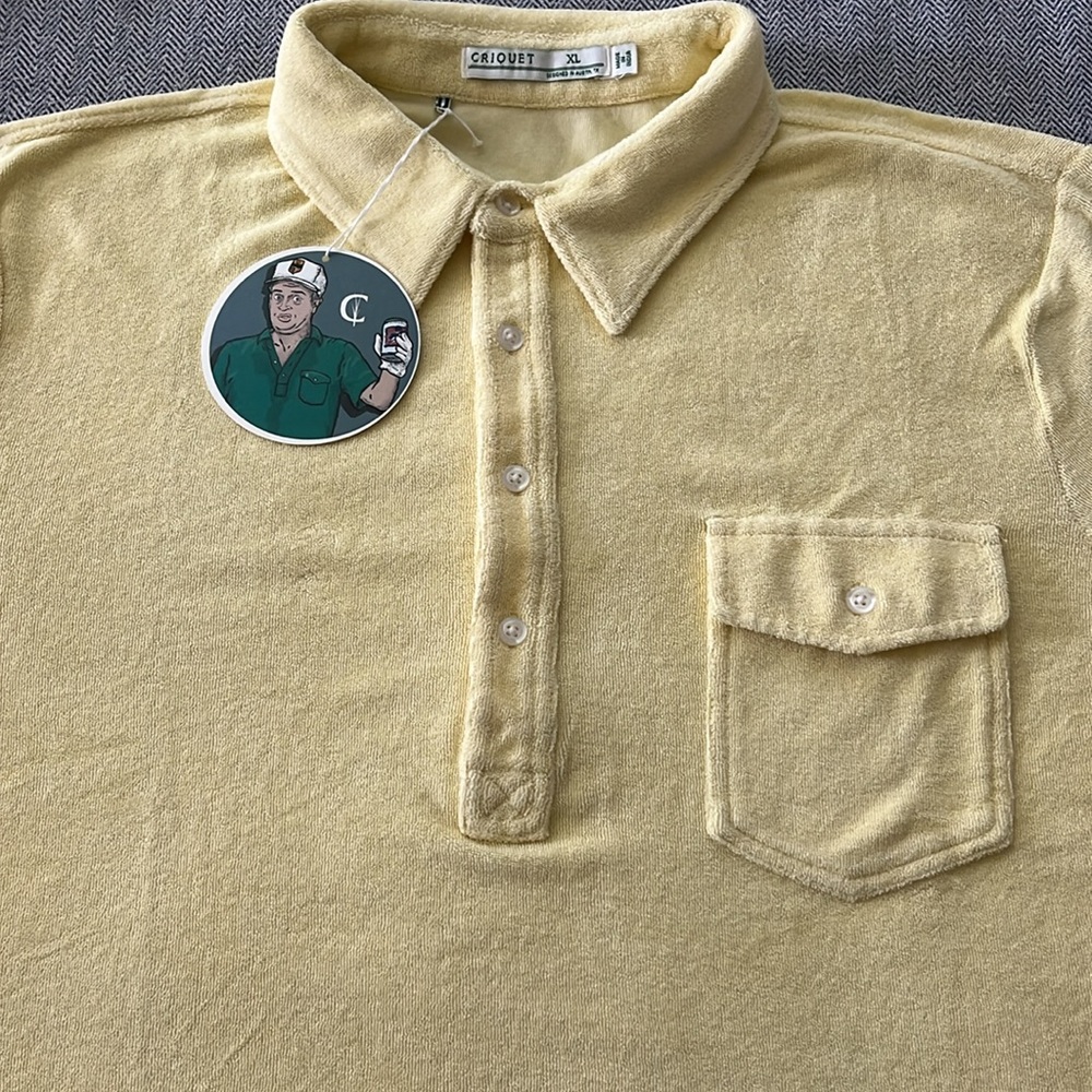 Criquet Yellow Terry Cloth Men's Polo Shirt